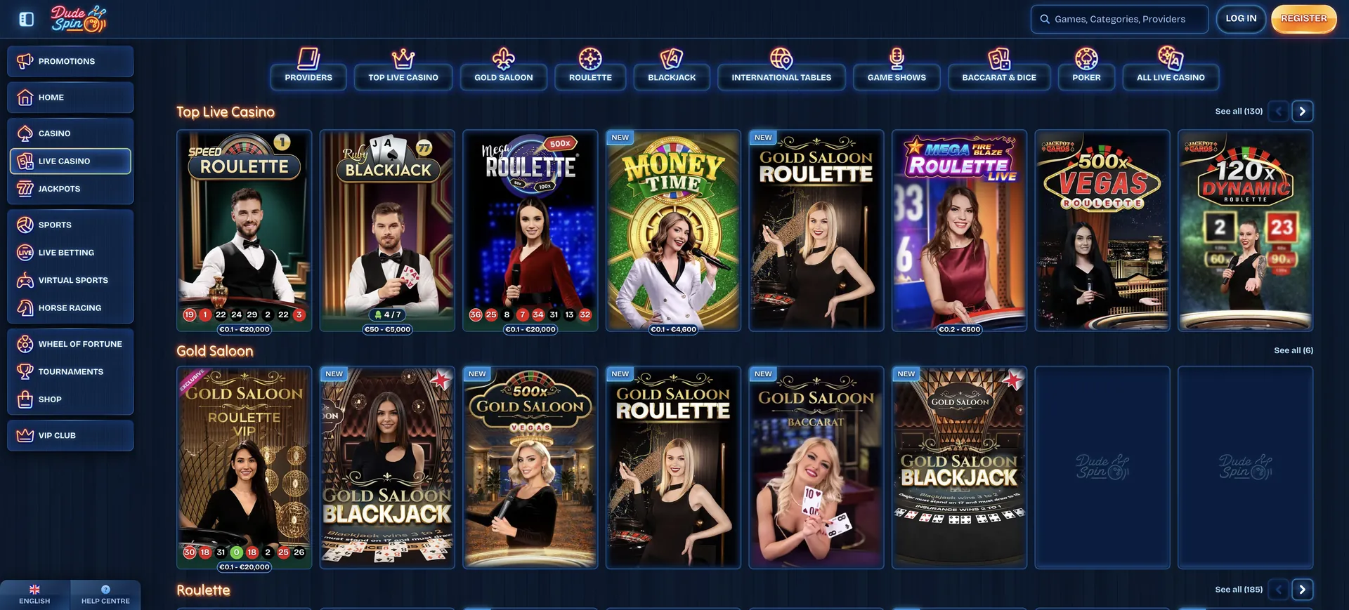 Dudespin Live Casino