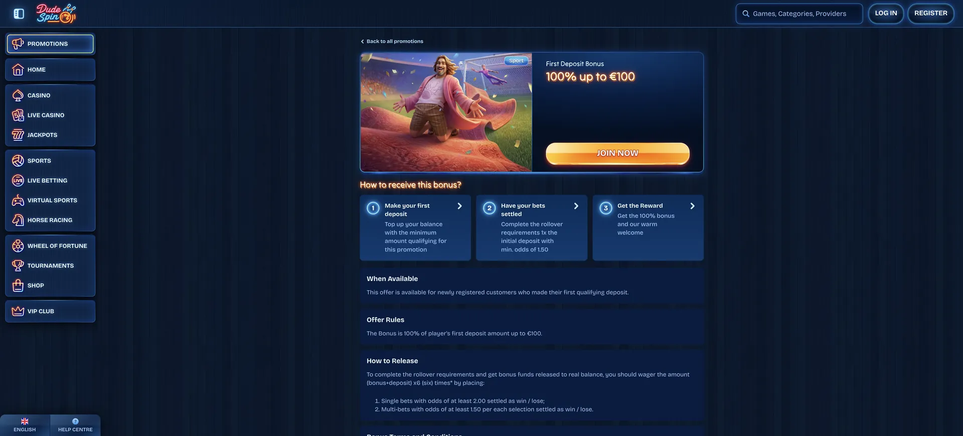 Fdb 100 Dudespin Casino Bonus: Fdb 100