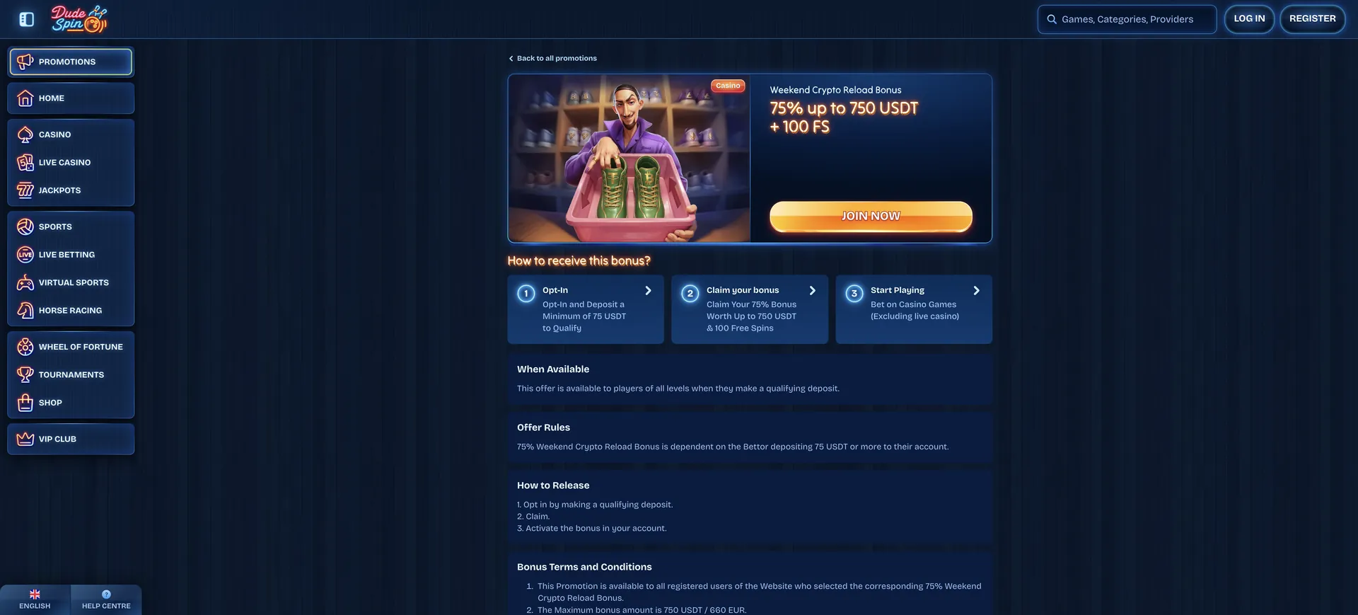 Weekend Crypto Reload Dudespin Casino Login: Weekend Crypto Reload