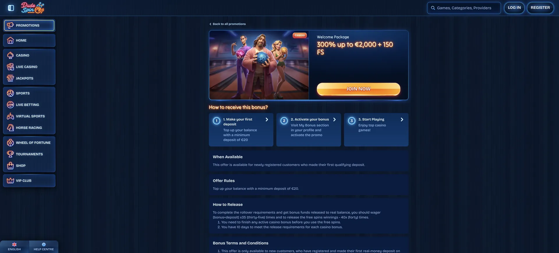 Dudespin Casino App: Welcome Package Dudespin