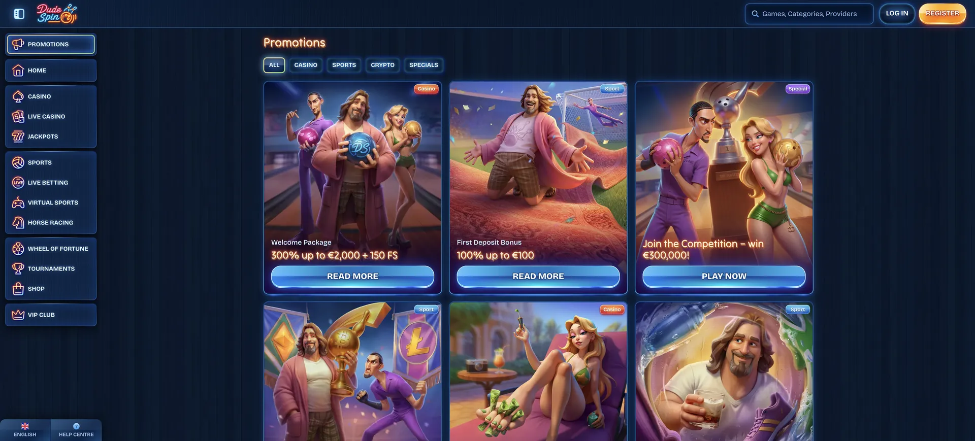Dudespin Casino No Deposit Bonus: Promotions